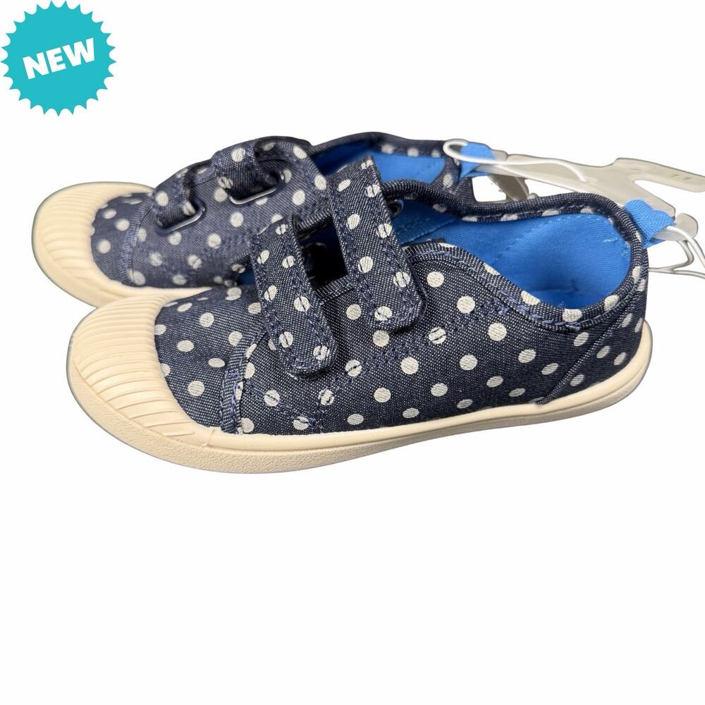 Cat and Jack Toddler Parker Sneakers Size 11 C Blue White Polka Dot NWT